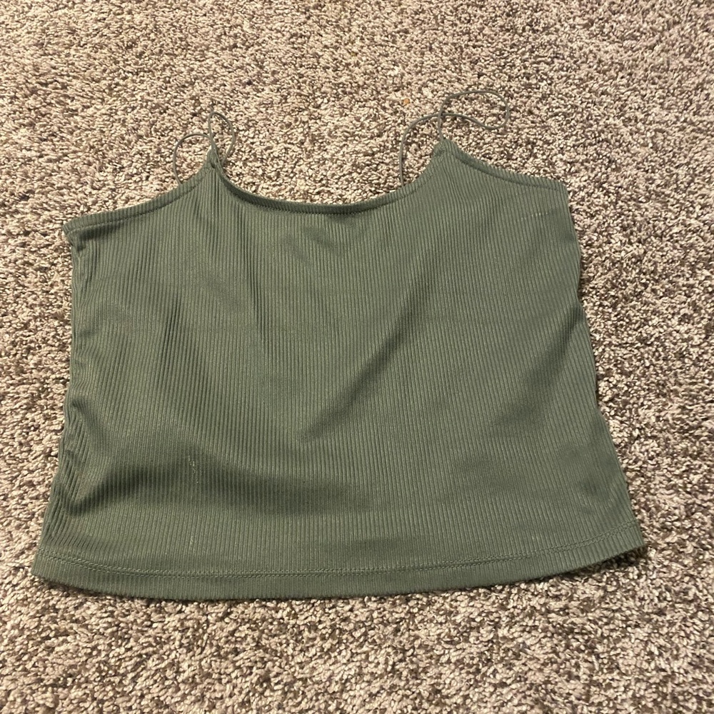 No Boundaries Forest Green Ribbed Camisole